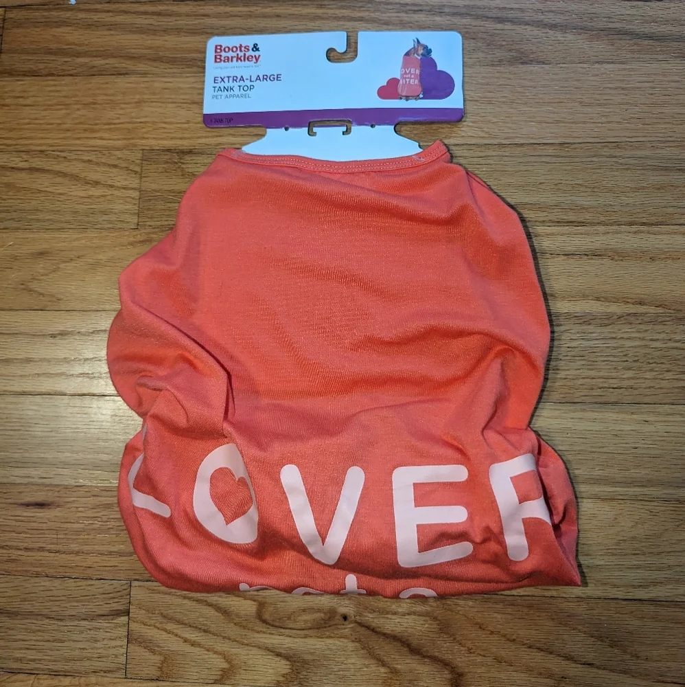 Coral X-LARGE DOG LOVER not a BITER Tank Top Pet Apparel Boots & Barkley
